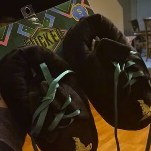 Wicked Black Slippers with Green Laces